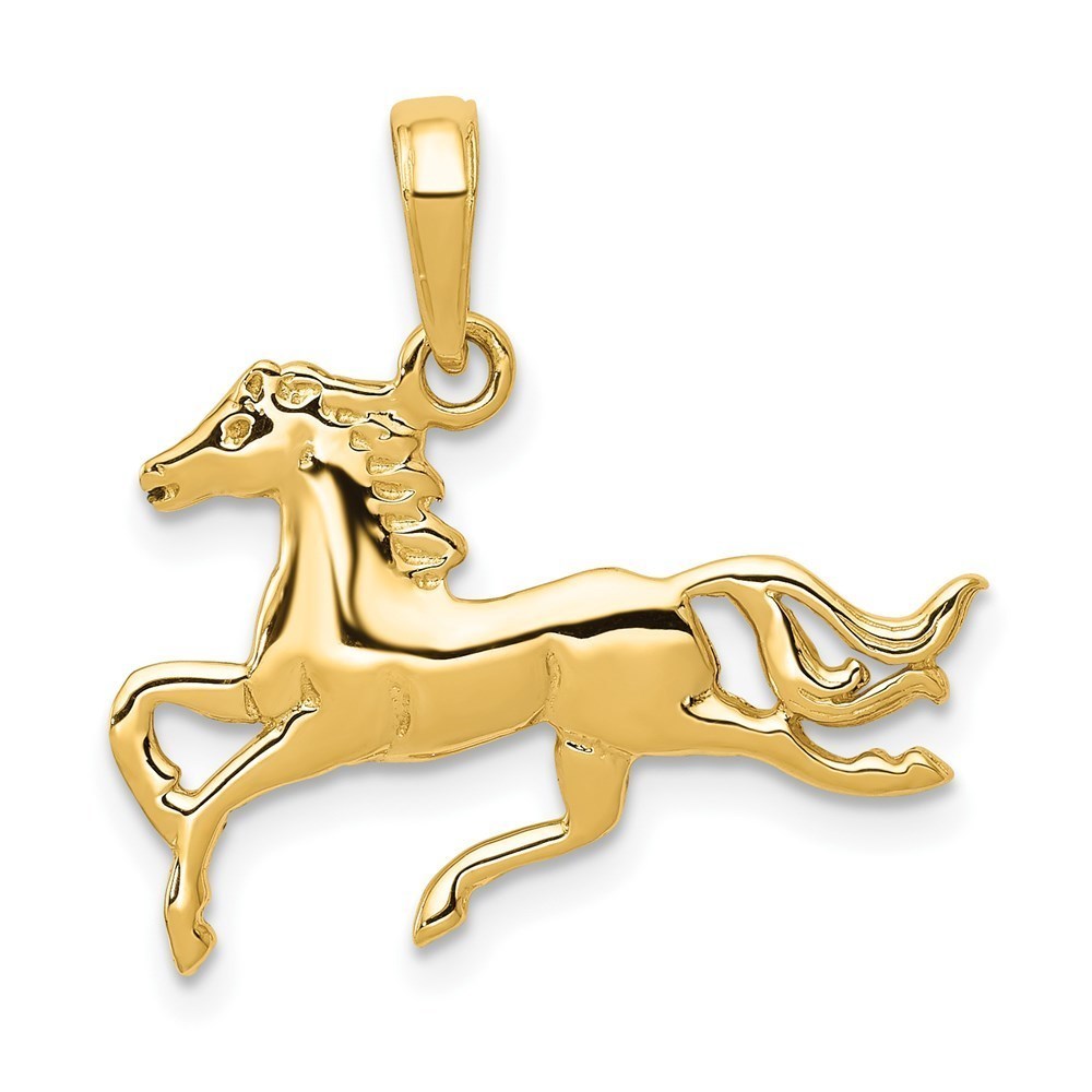 14k Yellow Gold Equestrian Fine Jewelry Horse Necklace Charm Pendant